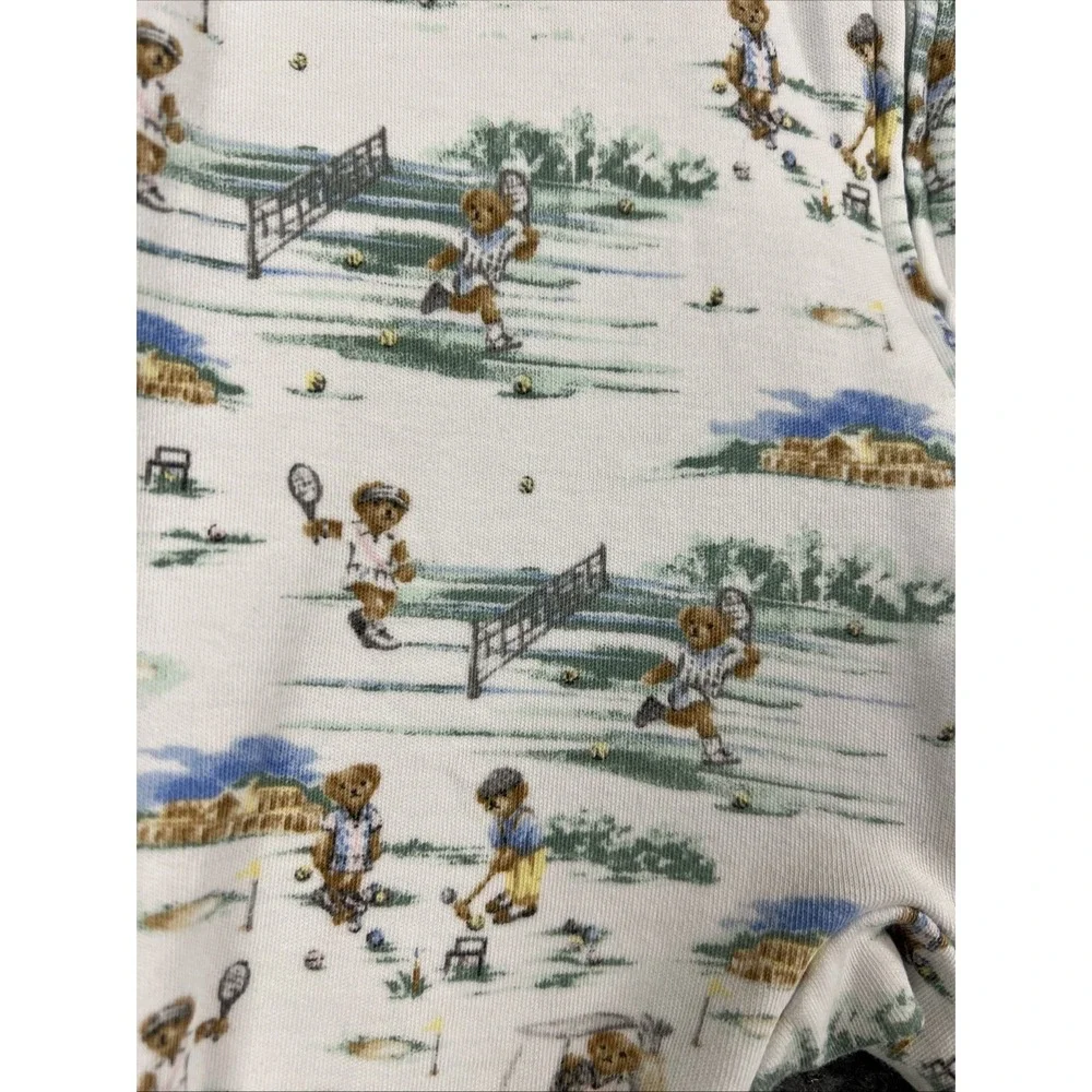 Ralph Lauren Polo Bear Golf Tennis Footed One-Piece Sleeper 9M - EUC